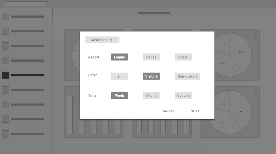Early wireframe Early wireframe
